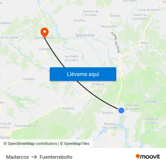 Madarcos to Fuenterrebollo map