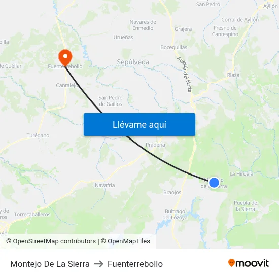 Montejo De La Sierra to Fuenterrebollo map
