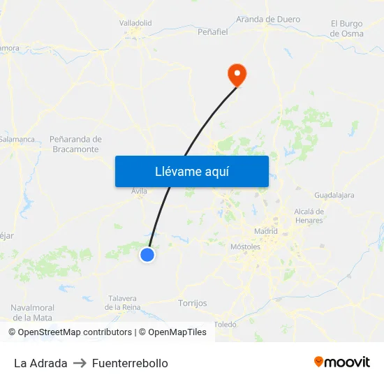 La Adrada to Fuenterrebollo map