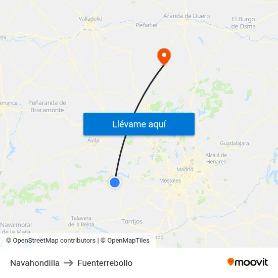 Navahondilla to Fuenterrebollo map
