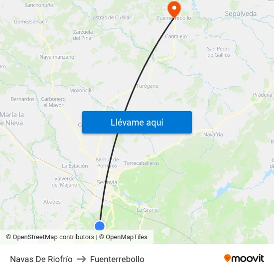 Navas De Riofrío to Fuenterrebollo map