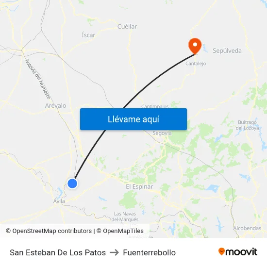 San Esteban De Los Patos to Fuenterrebollo map