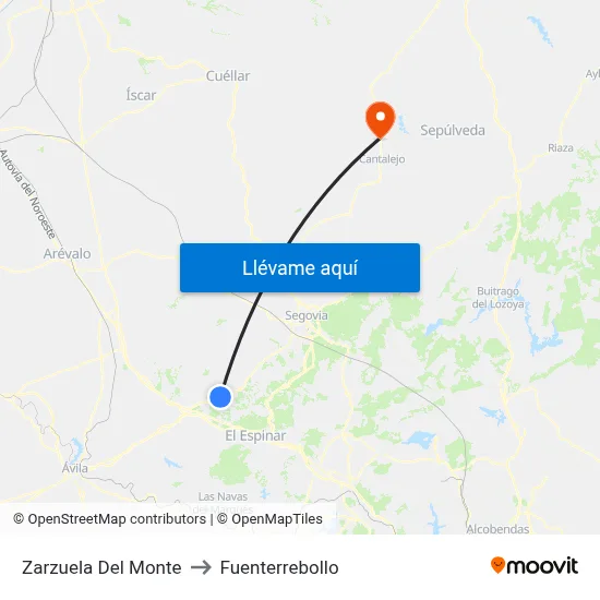 Zarzuela Del Monte to Fuenterrebollo map