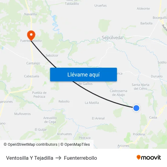 Ventosilla Y Tejadilla to Fuenterrebollo map