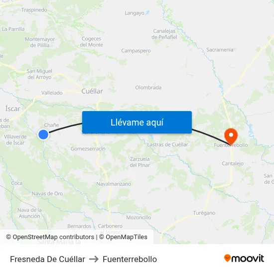 Fresneda De Cuéllar to Fuenterrebollo map