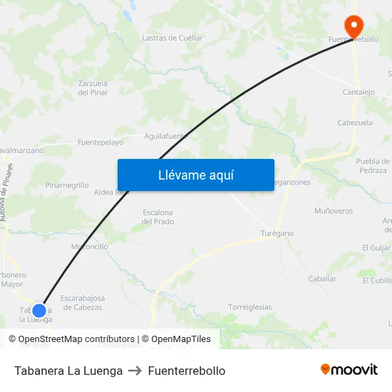 Tabanera La Luenga to Fuenterrebollo map