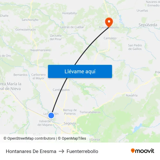 Hontanares De Eresma to Fuenterrebollo map