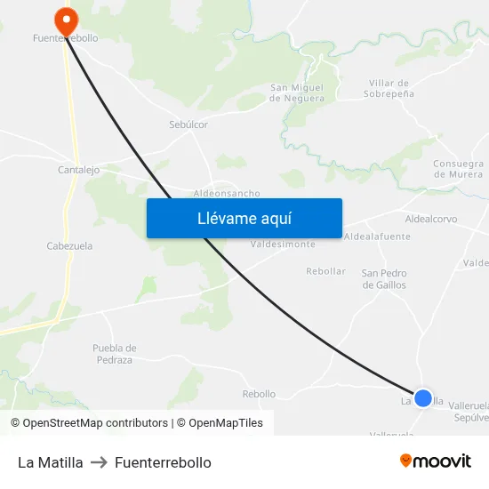 La Matilla to Fuenterrebollo map