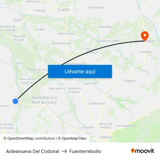 Aldeanueva Del Codonal to Fuenterrebollo map