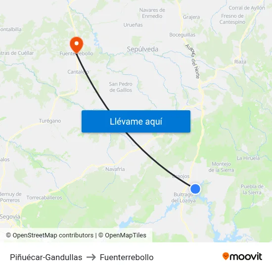 Piñuécar-Gandullas to Fuenterrebollo map
