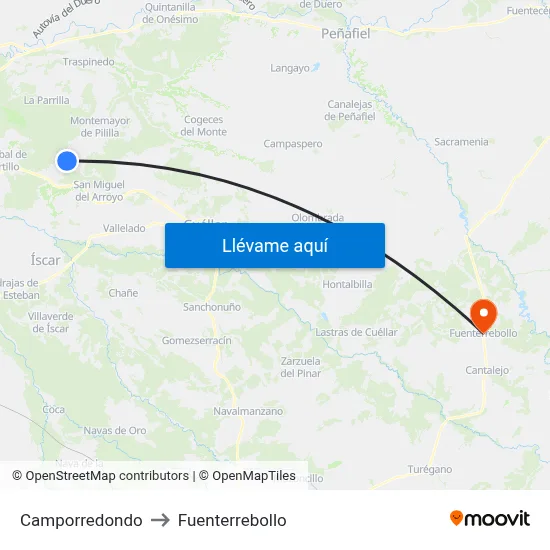 Camporredondo to Fuenterrebollo map