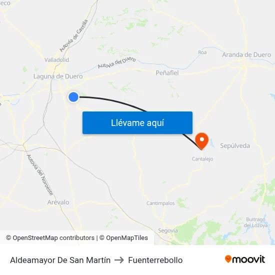 Aldeamayor De San Martín to Fuenterrebollo map