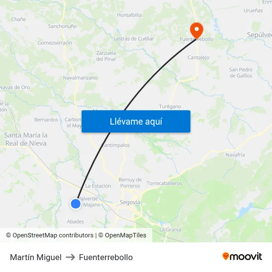 Martín Miguel to Fuenterrebollo map