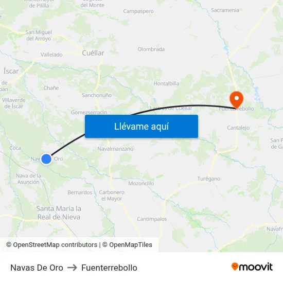 Navas De Oro to Fuenterrebollo map