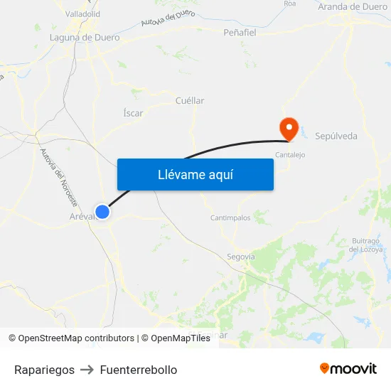 Rapariegos to Fuenterrebollo map