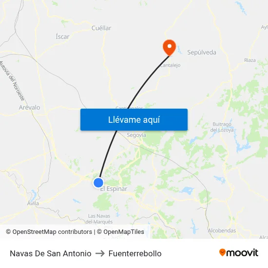 Navas De San Antonio to Fuenterrebollo map