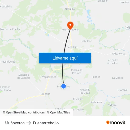 Muñoveros to Fuenterrebollo map