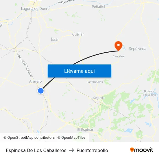 Espinosa De Los Caballeros to Fuenterrebollo map