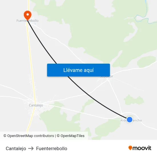 Cantalejo to Fuenterrebollo map