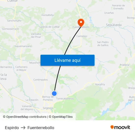Espirdo to Fuenterrebollo map