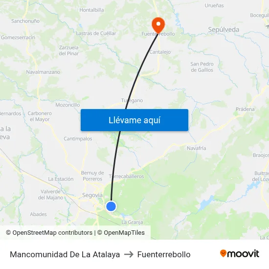 Mancomunidad De La Atalaya to Fuenterrebollo map