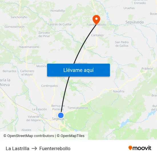 La Lastrilla to Fuenterrebollo map