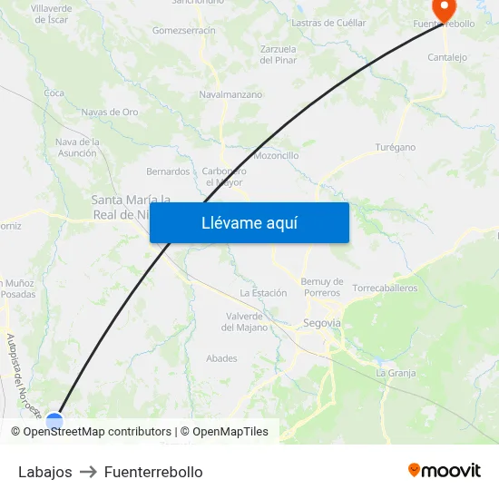 Labajos to Fuenterrebollo map