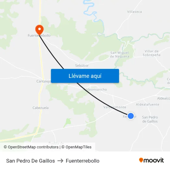 San Pedro De Gaíllos to Fuenterrebollo map