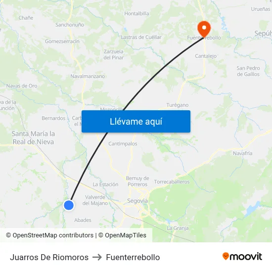Juarros De Riomoros to Fuenterrebollo map