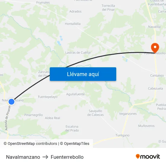 Navalmanzano to Fuenterrebollo map