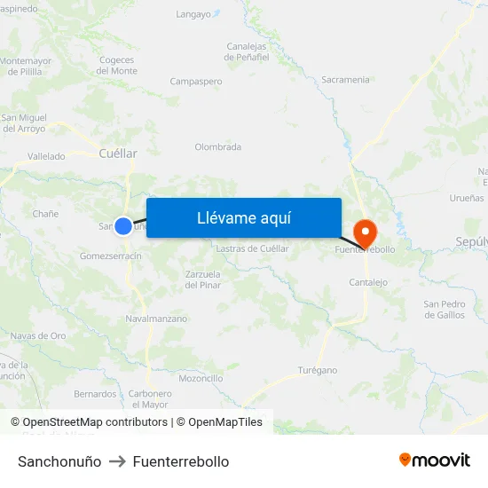 Sanchonuño to Fuenterrebollo map