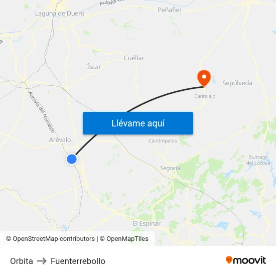 Orbita to Fuenterrebollo map