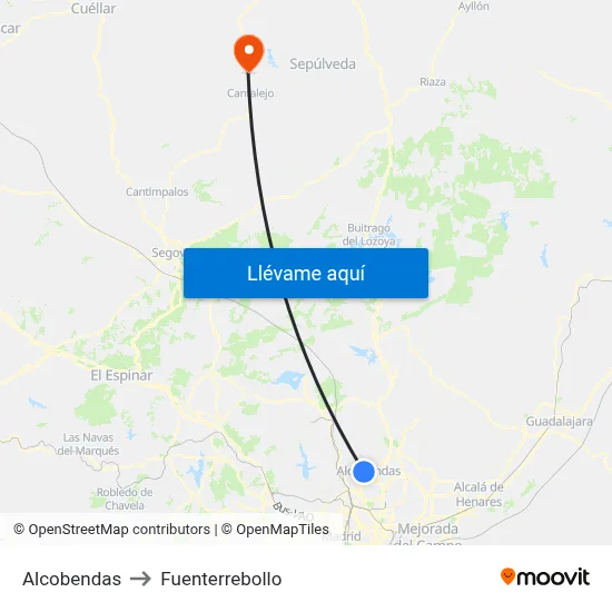 Alcobendas to Fuenterrebollo map
