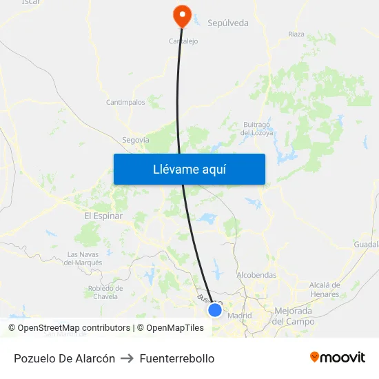 Pozuelo De Alarcón to Fuenterrebollo map
