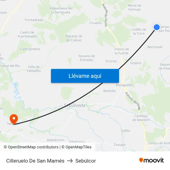 Cilleruelo De San Mamés to Sebúlcor map