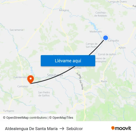 Aldealengua De Santa María to Sebúlcor map