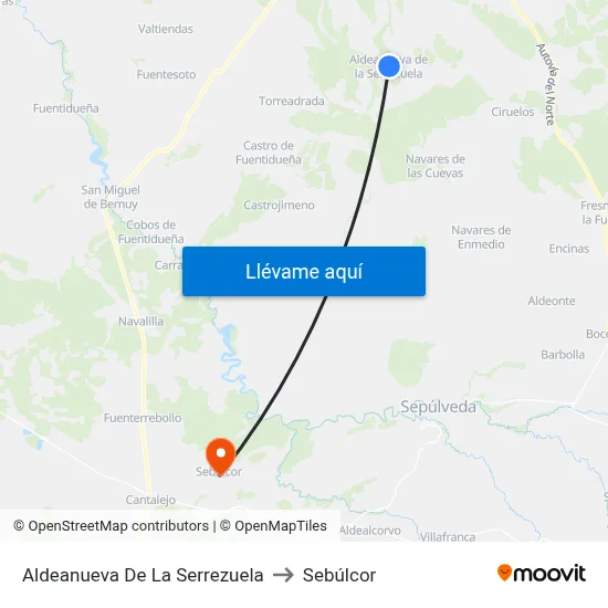 Aldeanueva De La Serrezuela to Sebúlcor map
