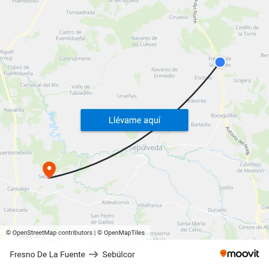 Fresno De La Fuente to Sebúlcor map