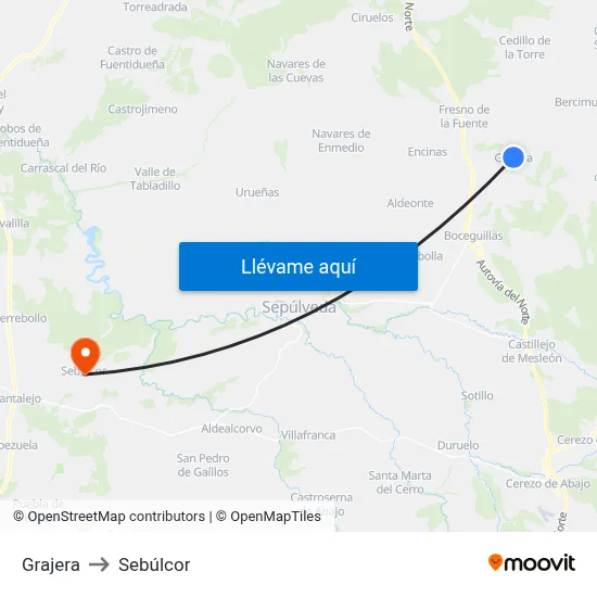 Grajera to Sebúlcor map