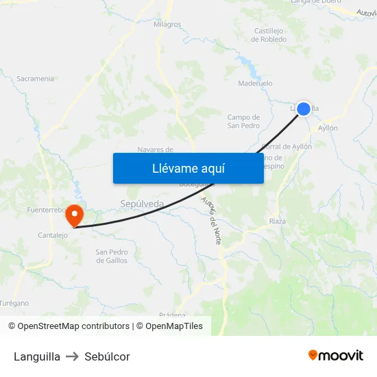 Languilla to Sebúlcor map