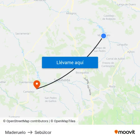 Maderuelo to Sebúlcor map