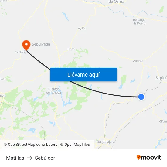 Matillas to Sebúlcor map