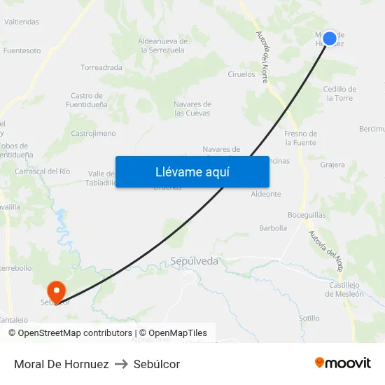 Moral De Hornuez to Sebúlcor map