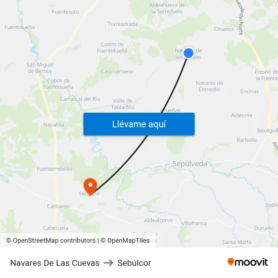 Navares De Las Cuevas to Sebúlcor map