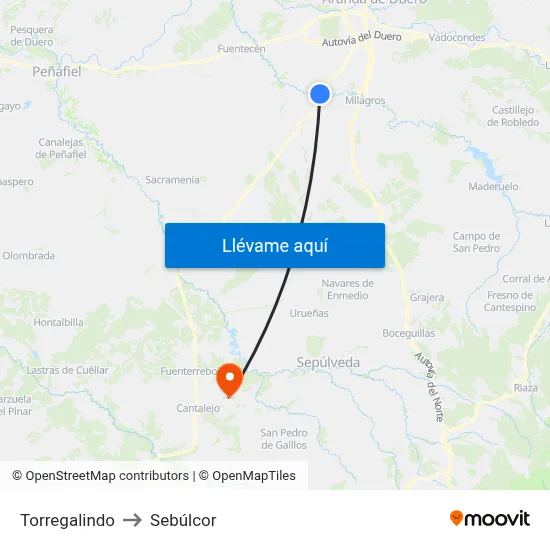 Torregalindo to Sebúlcor map