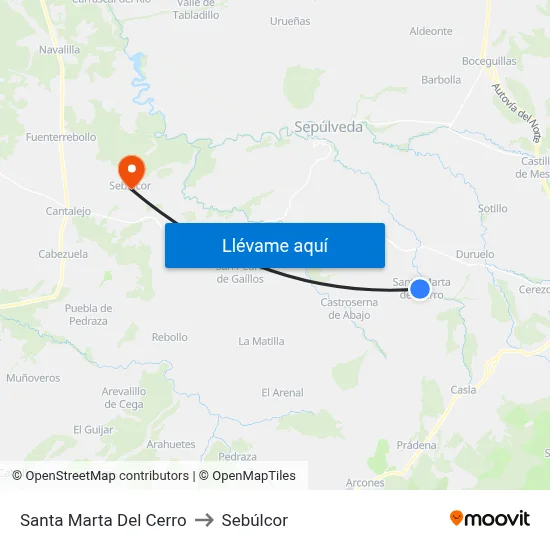 Santa Marta Del Cerro to Sebúlcor map