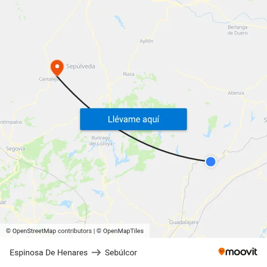 Espinosa De Henares to Sebúlcor map