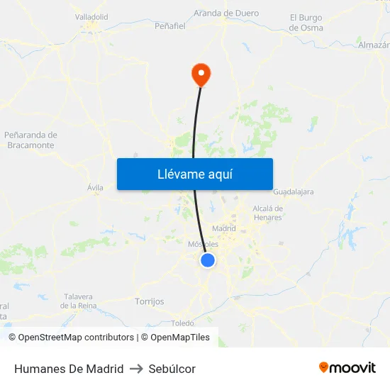 Humanes De Madrid to Sebúlcor map
