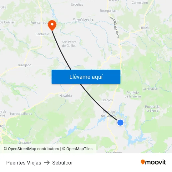 Puentes Viejas to Sebúlcor map