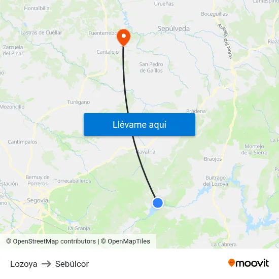 Lozoya to Sebúlcor map